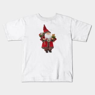 European Style Santa Claus Carrying Gifts And Skis Kids T-Shirt